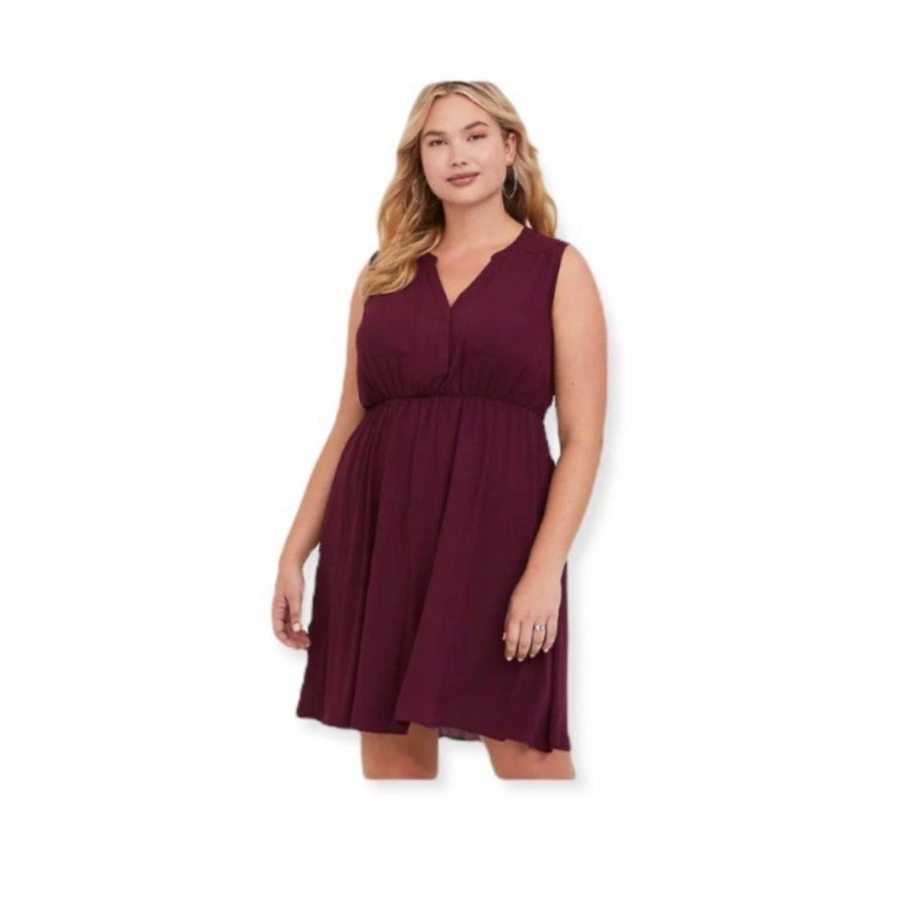 TORRID Women's Burgundy Harper Sleeveless Shirtdress Size 4X NWT